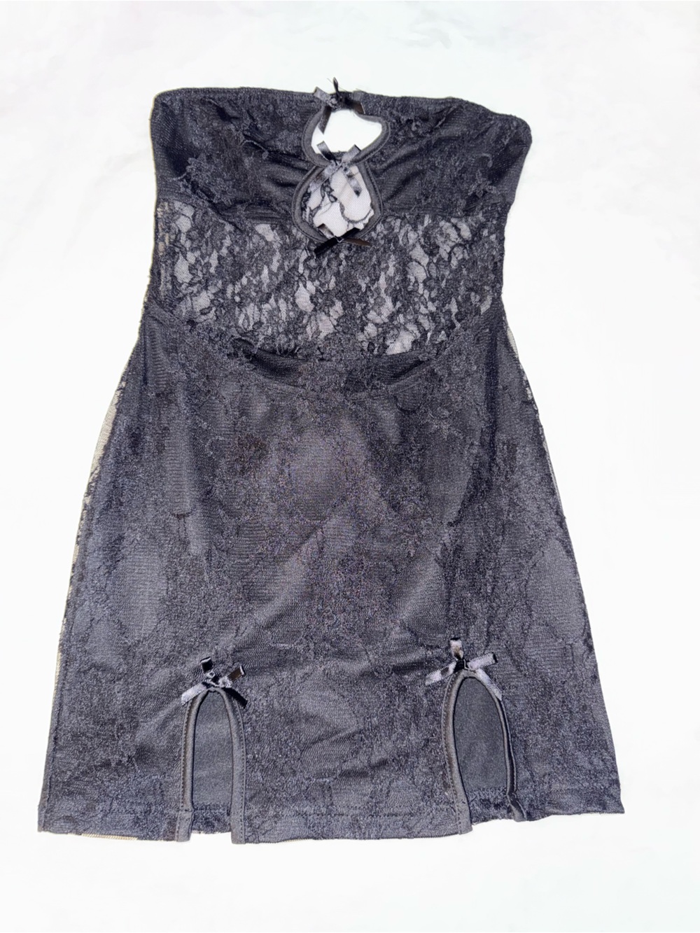SHEIN Black Lace Strapless Shapewear Slip Dress